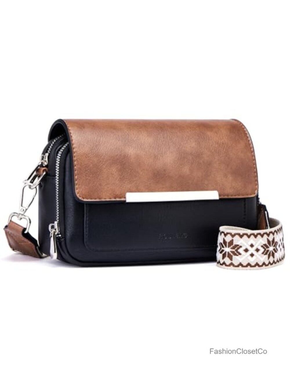 Small Faux Leather Crossbody Bag with RFID Blocking Wallet Pockets